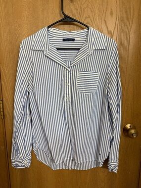 Tommy Hilfiger Light Blue & White Striped Button-Down Shirt